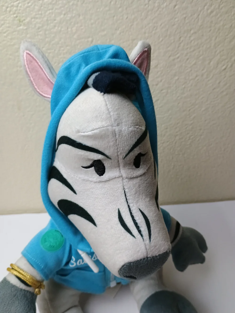 Blue Zig The Zebra Plush Hoodie Stuffed Animal - Kids Toy